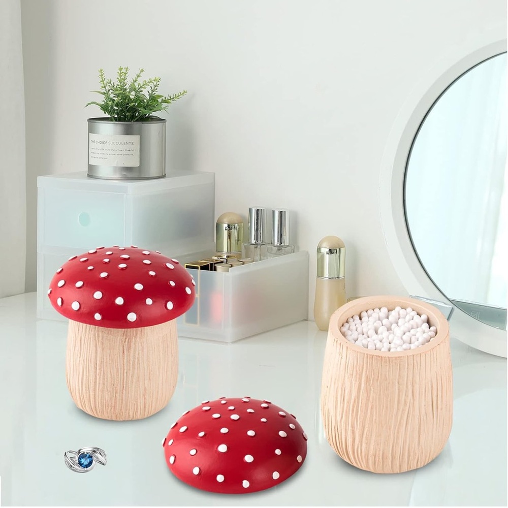 Mushroom Canister - Cottonball or QTip Holder, NWOT - Picture 5 of 10
